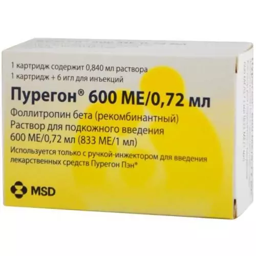 Пурегон р-р д/и п/к 600МЕ/0,72мл карт с игл инъек N1(Фоллитропин бета)