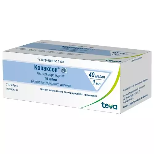 Копаксон-Тева 40 р-р д/и п/к 40мг/мл 1мл. шпр.№12 (глатирамера ацетат)