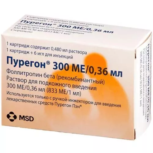 Пурегон р-р д/и п/к 300МЕ/0,36мл карт с игл инъек N1(Фоллитропин бета)